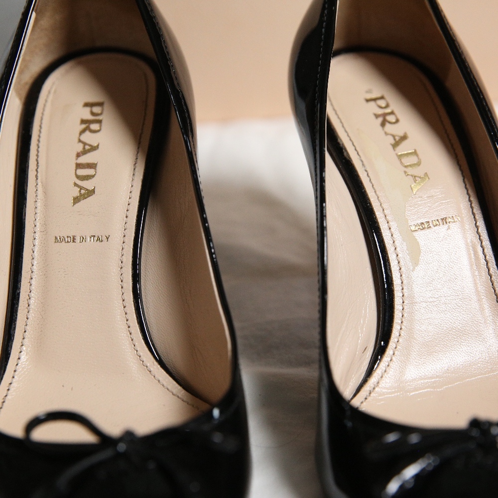 Authentic Prada Vernice Nero Black Heels 36.5 - Picture 4 of 8